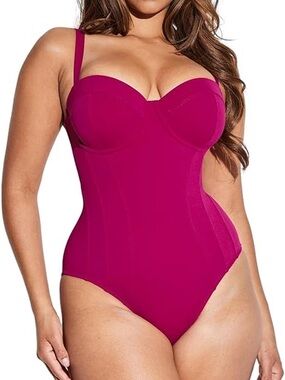 Sculpting Magenta One-Piece Swimsuit with Supportive Cups